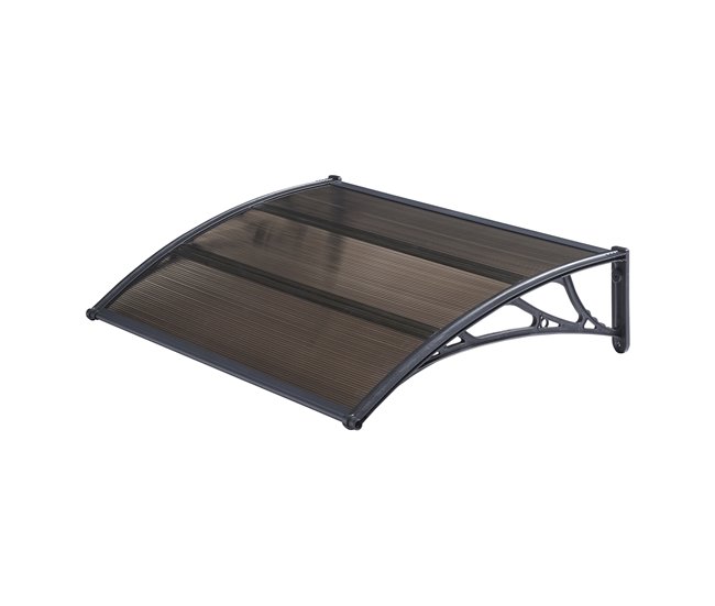 Conforama Marquesina exterior para Puertas Mellerud protección policarbonato / plástico 120 x 100 cm - Negro y Marrón [en.casa]