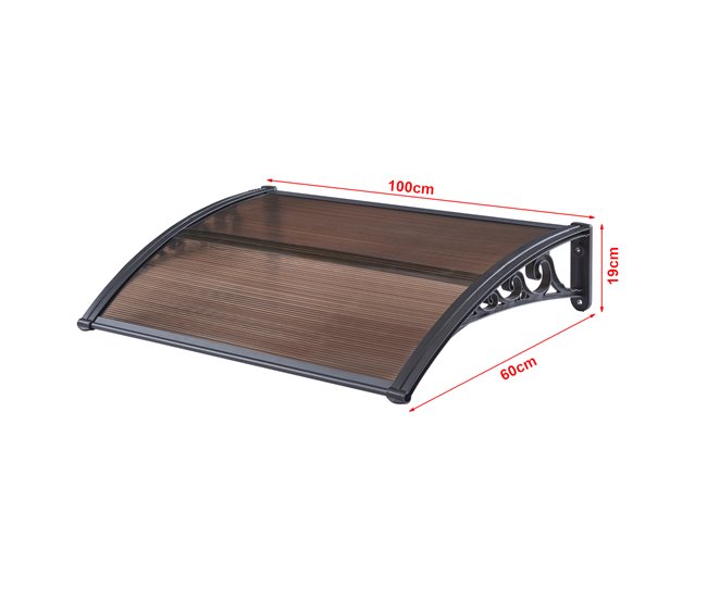 Conforama Marquesina Exterior Para Puertas Mellerud Protección Policarbonato / Plástico 100 X 60 Cm - Negro Y Marrón [en.casa]