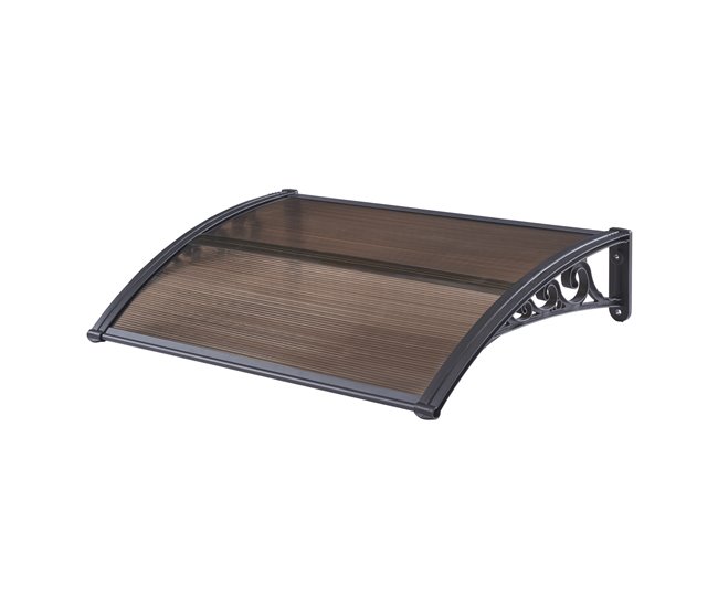 Conforama Marquesina exterior para Puertas Mellerud protección policarbonato / plástico 100 x 60 cm - Negro y Marrón [en.casa]