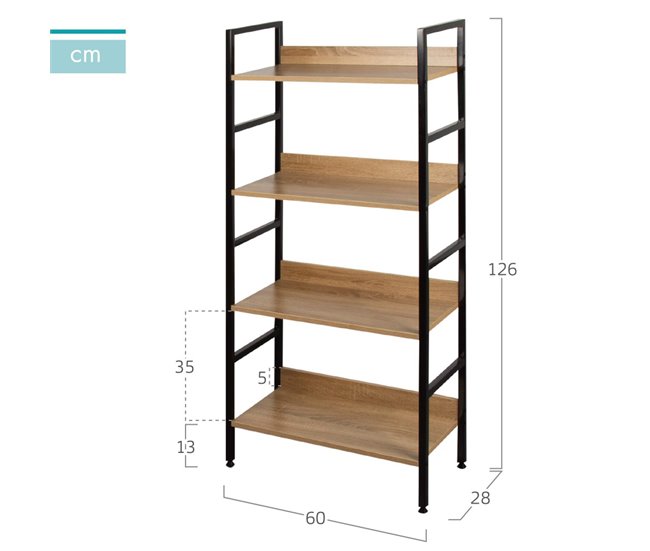 Conforama Max Home Estantería Madera 4 Estantes Máx. 24 Kg