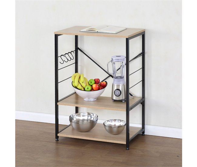 Conforama Max Home Mueble Auxiliar Cocina Madera Y Acero Máx.18 Kg