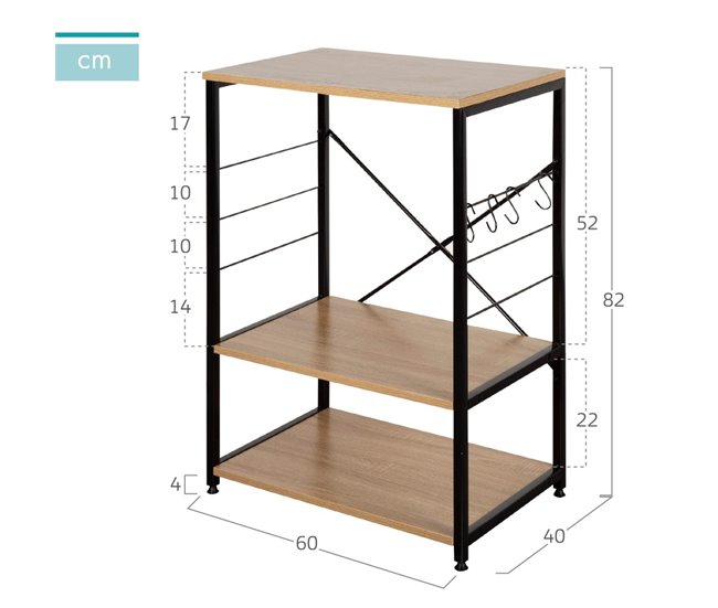 Conforama Max Home Mueble Auxiliar Cocina Madera Y Acero Máx.18 Kg