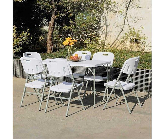 Conforama MegaPack 10 Mesas Plegables Portátiles Resina 122cm Blanco 7house