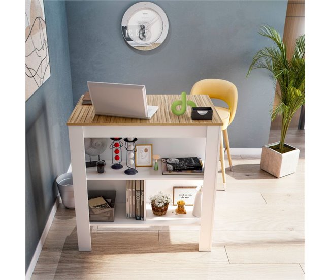 Conforama Mesa Alta Nitza Blanco Artik (Blanco Mate) - Natur 103 X 105 X Cm