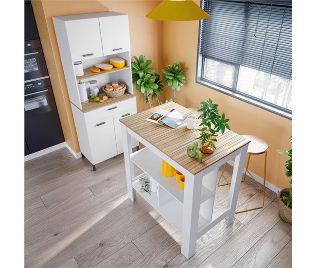 Conforama Mesa Alta Nitza Blanco Artik (Blanco Mate) - Natur 103 X 105 X Cm