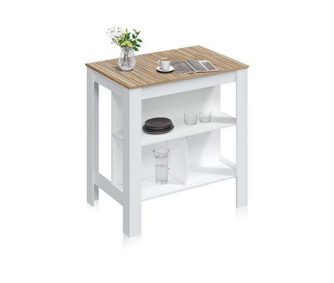 Conforama Mesa alta Nitza Blanco Artik (Blanco Mate) - Natur 103 x 105 x cm