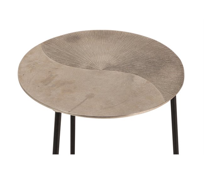 Conforama Mesa Aux. Metal Dorado Plateado 34x34x37 Cm