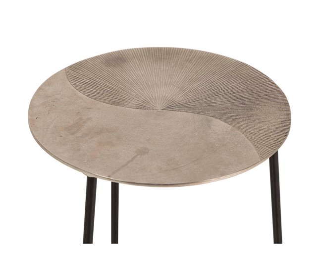Conforama Mesa Aux. Metal Dorado Plateado 34x34x37 Cm