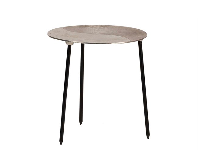 Conforama Mesa Aux. Metal Dorado Plateado 34x34x37 Cm