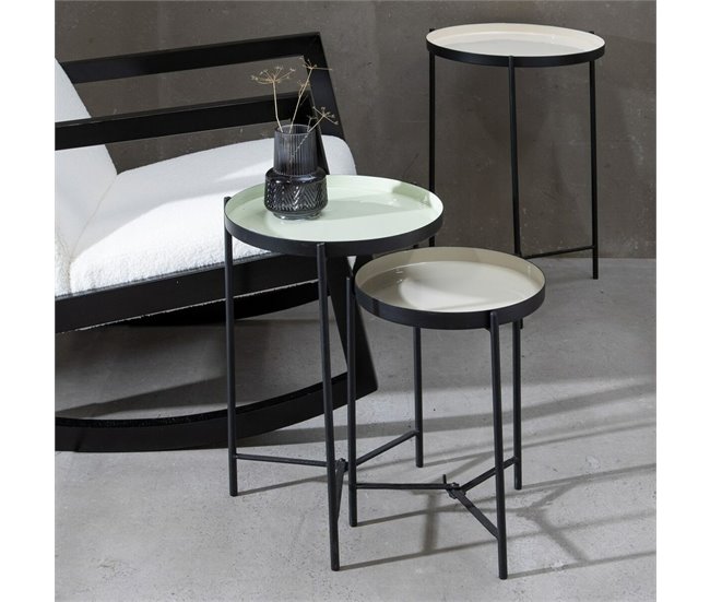 Conforama Mesa Auxiliar 35 5 X 35 5 X 50 5 Cm Negro Verde Hierro