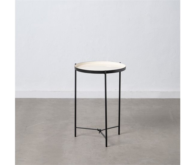 Conforama Mesa Auxiliar 40 5 X 40 5 X 60 5 Cm Negro Crema Hierro