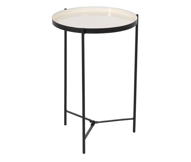 Conforama Mesa auxiliar 40 5 x 40 5 x 60 5 cm Negro Crema Hierro