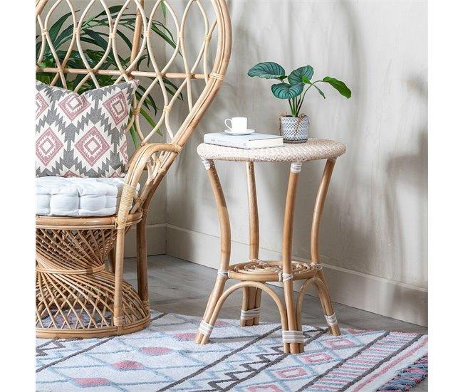 Conforama Mesa Auxiliar 50 X 50 X 67 Cm Natural Beige Ratán