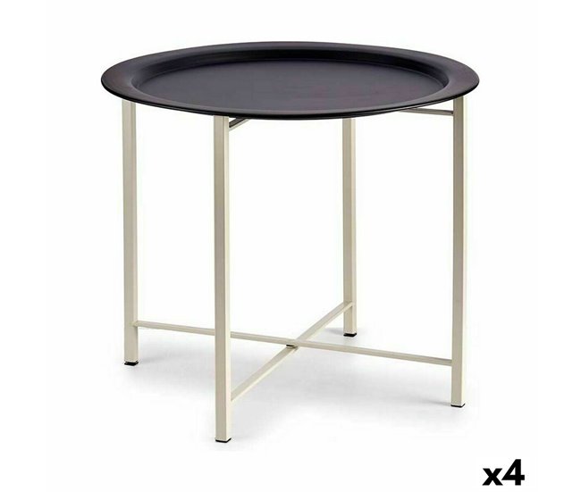 Conforama Mesa auxiliar Blanco Negro Metal 52 x 44 x 52 cm (4 Unidades)