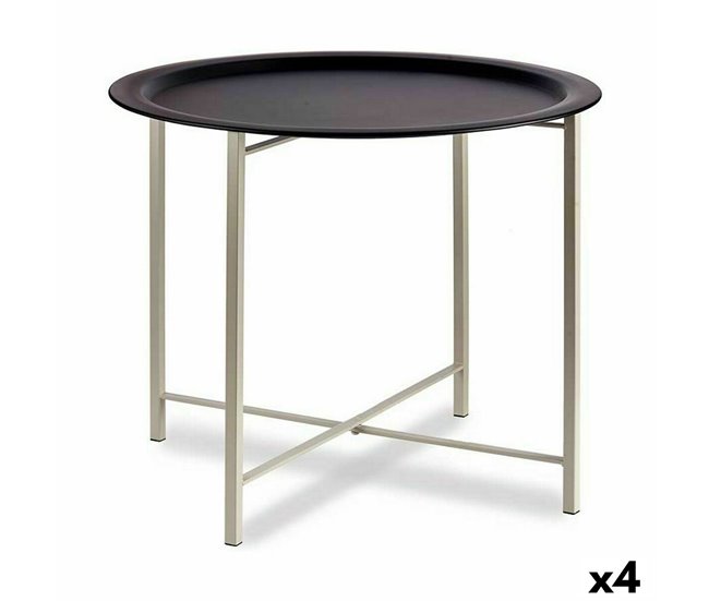 Conforama Mesa auxiliar Blanco Negro Metal 62 x 48 5 x 62 cm (4 Unidades)