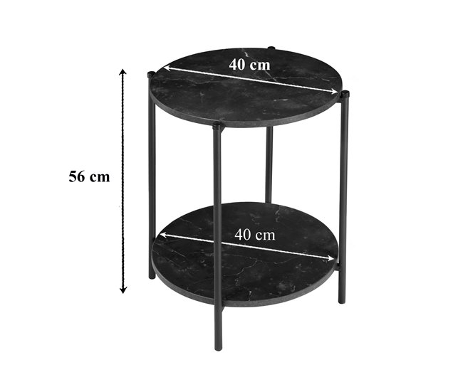 Conforama Mesa Auxiliar Con Efecto Mármol Negro - Dia. 40 Cm