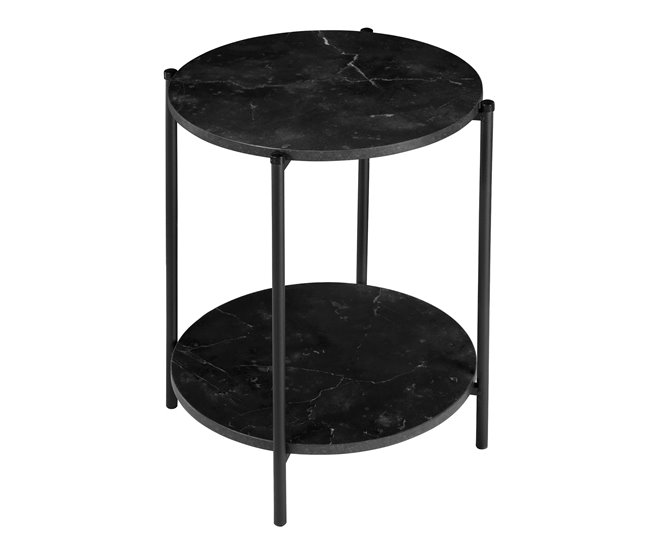 Conforama Mesa Auxiliar Con Efecto Mármol Negro - Dia. 40 Cm