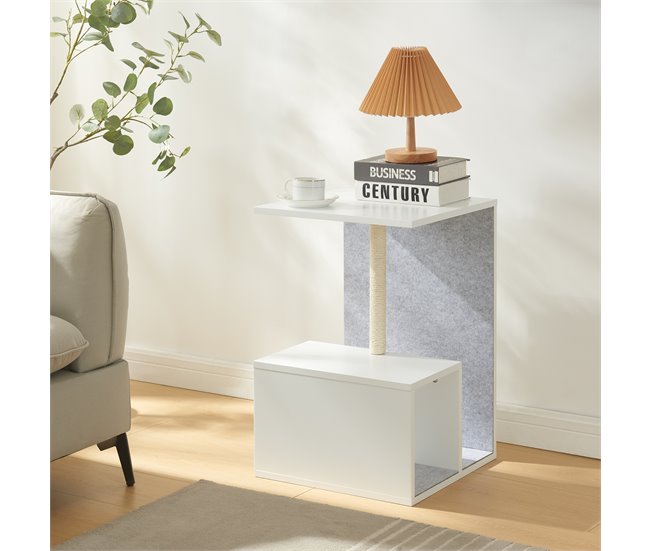 Conforama Mesa Auxiliar Con Poste Rascador Masfjorden - Blanco [en.casa]
