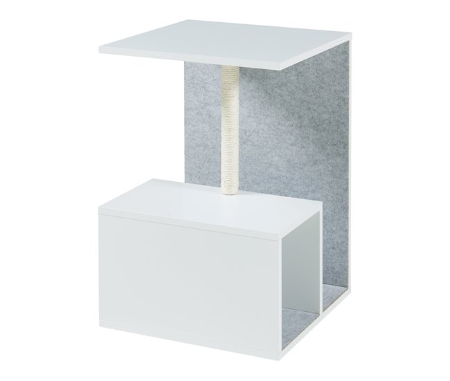 Conforama Mesa auxiliar con poste rascador Masfjorden - Blanco [en.casa]