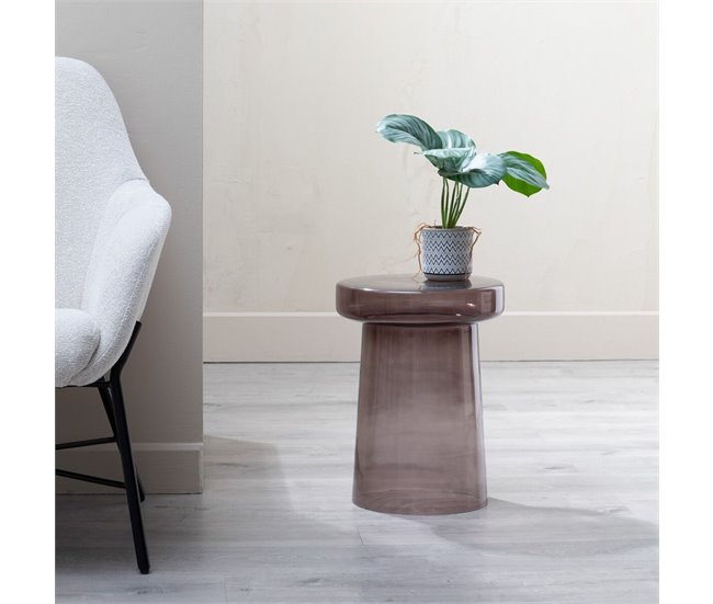 Conforama Mesa Auxiliar Cristal Gris 30 X 30 X 40 Cm