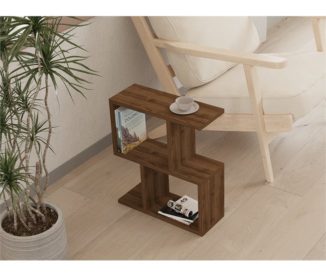 Conforama Mesa Auxiliar Decorada En Madera De Nogal L45 Cm - ZET
