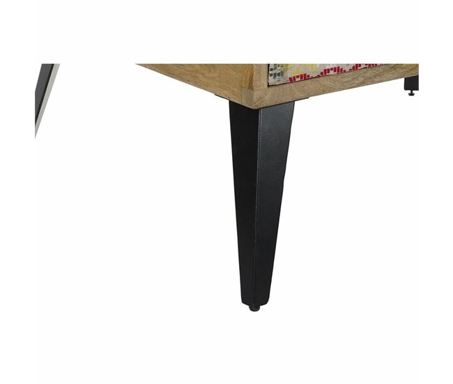 Conforama Mesa Auxiliar DKD Home Decor 110 X 70 X 46 Cm Negro Metal Marrón Multicolor Madera De Mango