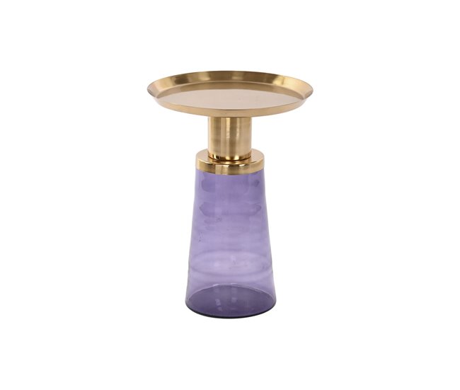 Conforama Mesa auxiliar DKD Home Decor 37 x 37 x 50 cm Cristal Azul Dorado Hierro