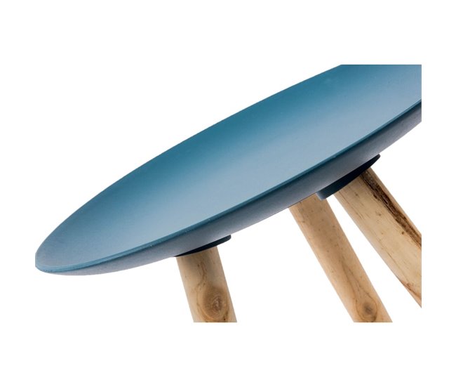 Conforama Mesa Auxiliar DKD Home Decor 44 X 44 X 35 Cm Azul Marrón Azul Cielo Pino Madera MDF (2 Unidades)