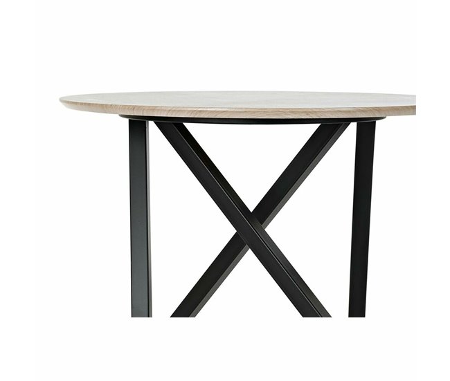 Conforama Mesa Auxiliar DKD Home Decor 65 X 65 X 49 5 Cm Negro Metal Madera Marrón Claro