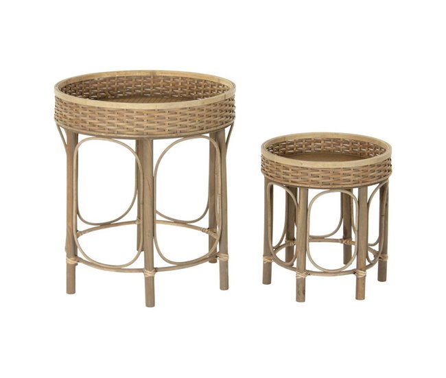 Conforama Mesa auxiliar DKD Home Decor 8424001811281 49 x 49 x 55 cm Natural