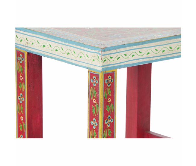 Conforama Mesa Auxiliar DKD Home Decor 8424001853243 Natural Multicolor Acrílico Madera De Mango 45 X 30 X 45 Cm