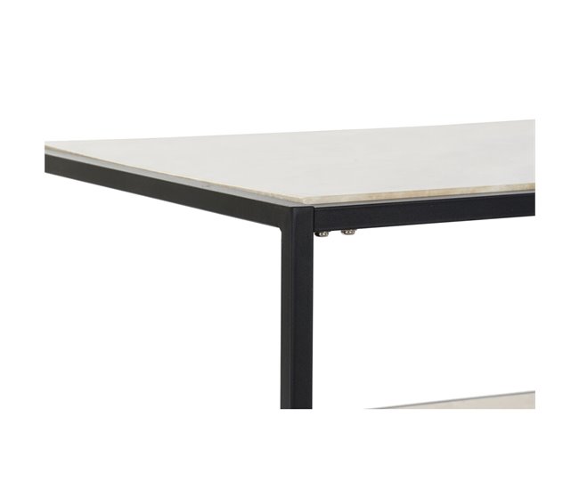 Conforama Mesa Auxiliar DKD Home Decor Acero Plata Madera MDF (120 X 60 X 45 Cm)