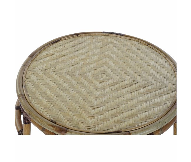 Conforama Mesa Auxiliar DKD Home Decor Bambú Ratán (60 X 60 X 42 Cm)