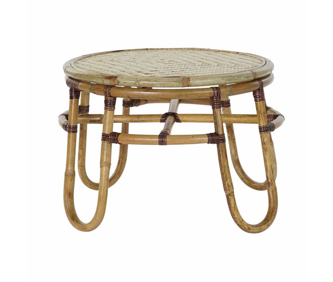 Conforama Mesa auxiliar DKD Home Decor Bambú Ratán (60 x 60 x 42 cm)