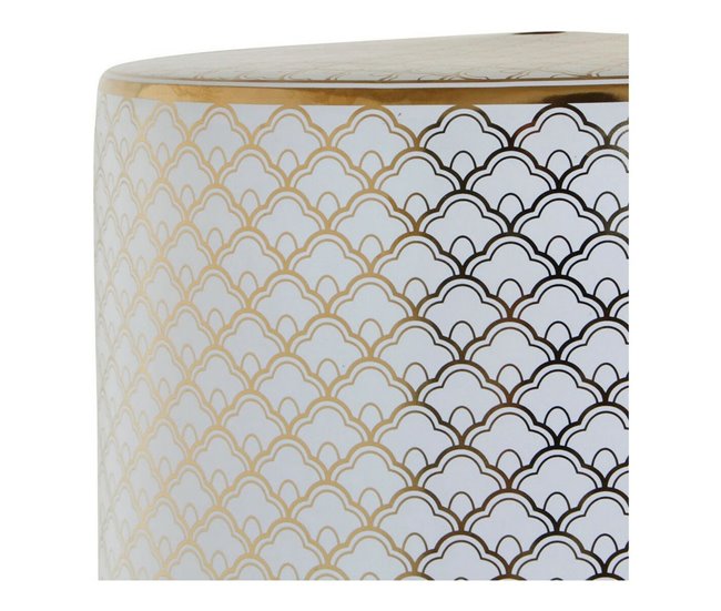 Conforama Mesa Auxiliar DKD Home Decor Blanco Porcelana Dorado (33 X 33 X 42 Cm)