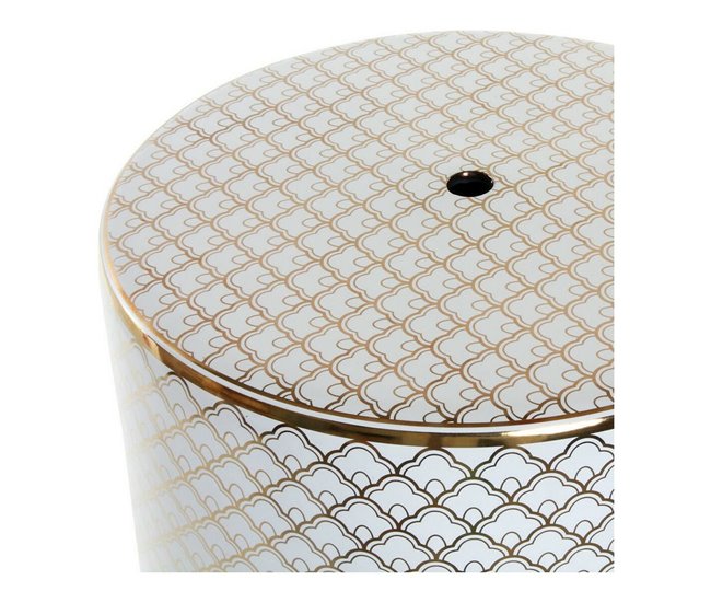 Conforama Mesa Auxiliar DKD Home Decor Blanco Porcelana Dorado (33 X 33 X 42 Cm)