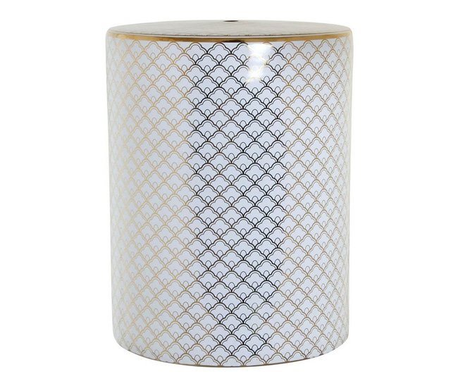 Conforama Mesa auxiliar DKD Home Decor Blanco Porcelana Dorado (33 x 33 x 42 cm)