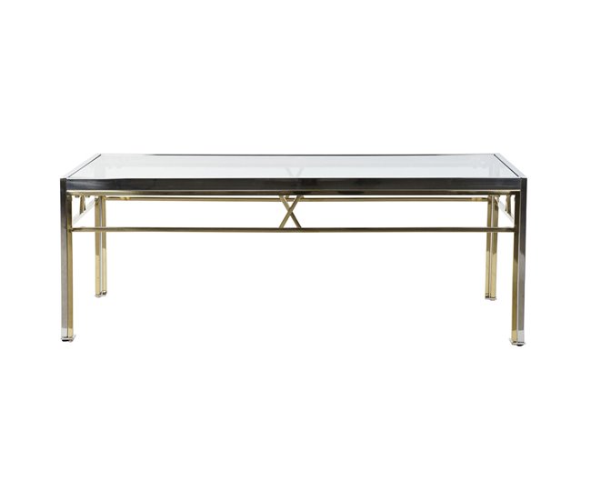 Conforama Mesa Auxiliar DKD Home Decor Cristal Acero Plata (110 X 60 X 40 Cm)