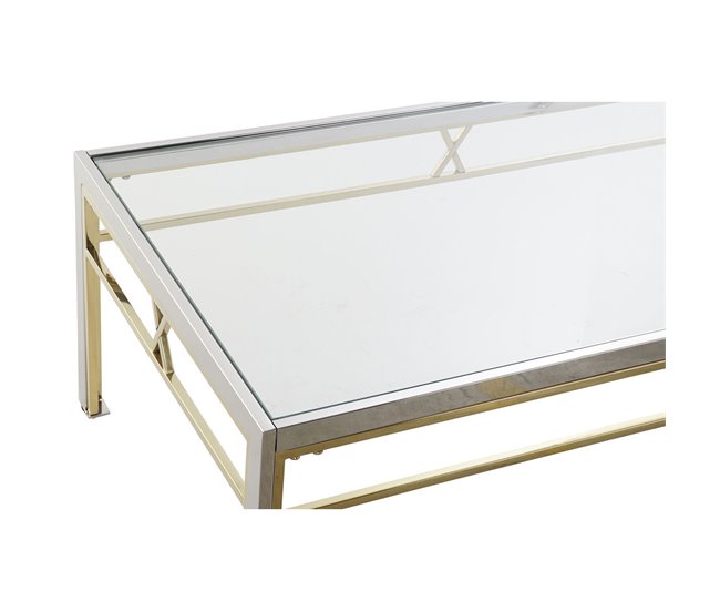 Conforama Mesa Auxiliar DKD Home Decor Cristal Acero Plata (110 X 60 X 40 Cm)