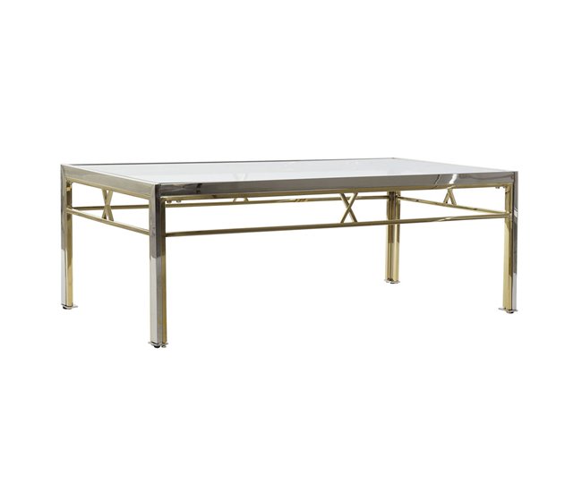 Conforama Mesa auxiliar DKD Home Decor Cristal Acero Plata (110 x 60 x 40 cm)