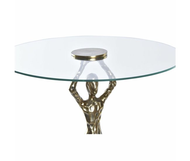 Conforama Mesa Auxiliar DKD Home Decor Cristal Dorado Aluminio 46 X 46 X 57 Cm