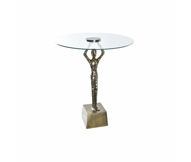 Conforama Mesa auxiliar DKD Home Decor Cristal Dorado Aluminio 46 x 46 x 57 cm