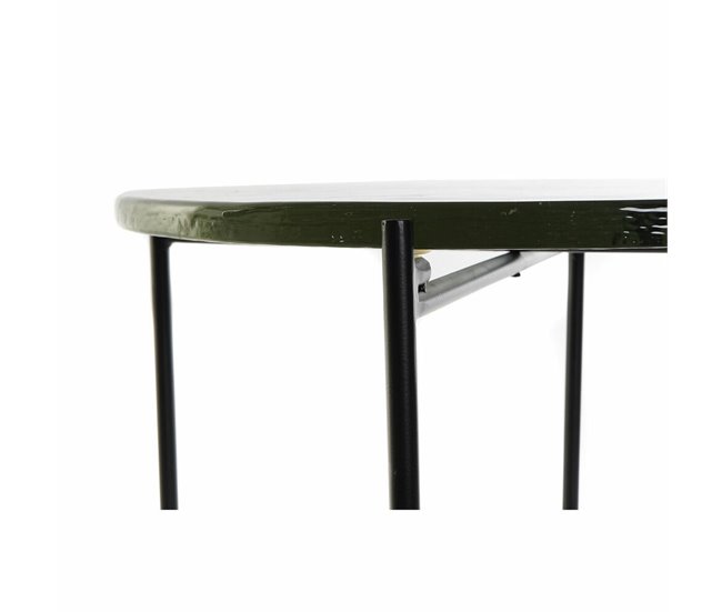 Conforama Mesa Auxiliar DKD Home Decor Cristal Negro Metal Moderno (50 X 50 X 42 Cm)