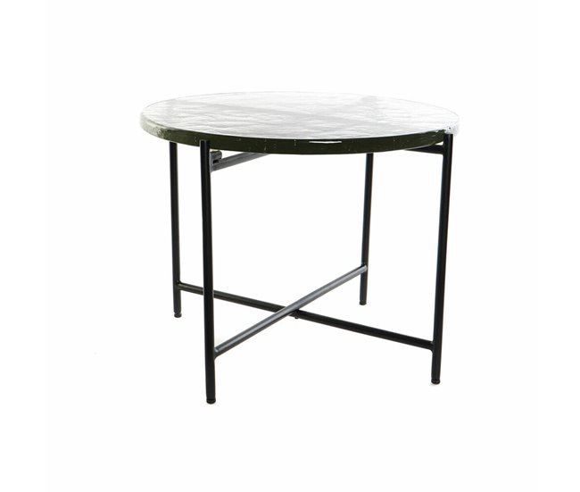 Conforama Mesa auxiliar DKD Home Decor Cristal Negro Metal Moderno (50 x 50 x 42 cm)