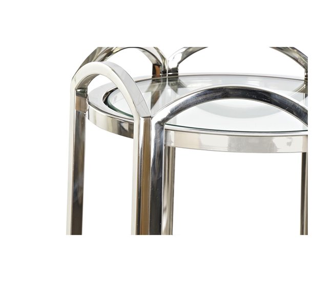 Conforama Mesa Auxiliar DKD Home Decor Cristal Plateado Metal 40 X 40 X 110 Cm