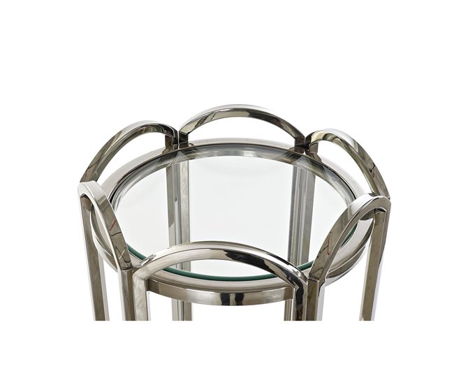 Conforama Mesa Auxiliar DKD Home Decor Cristal Plateado Metal 40 X 40 X 110 Cm