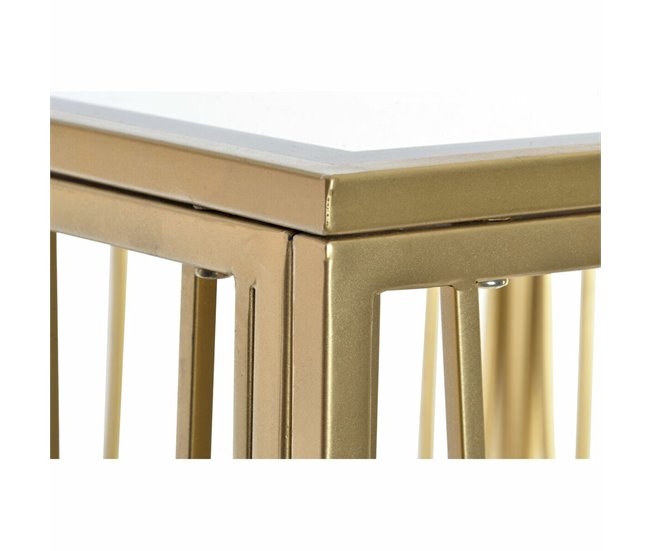 Conforama Mesa Auxiliar DKD Home Decor Espejo Dorado Metal MDF (57 X 57 X 52 Cm)