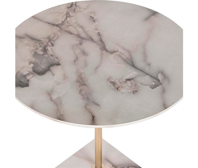 Conforama Mesa Auxiliar DKD Home Decor Mármol Acero Resina (45 X 45 X 50 Cm)