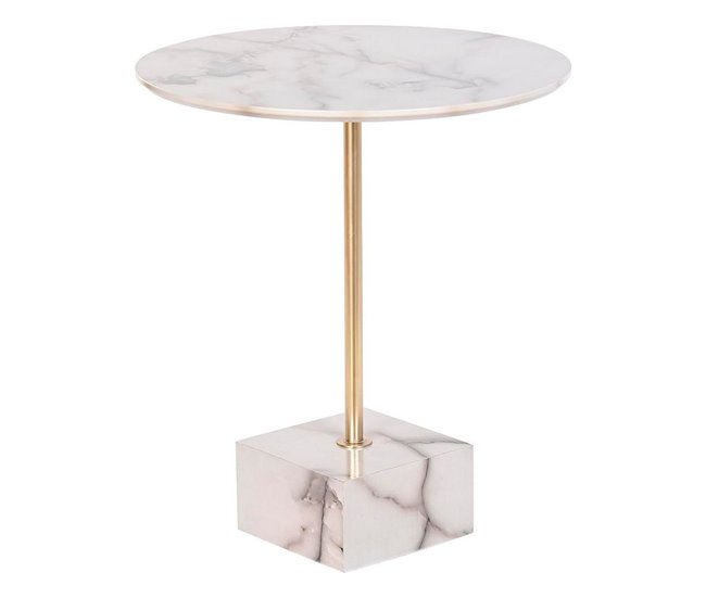 Conforama Mesa auxiliar DKD Home Decor Mármol Acero Resina (45 x 45 x 50 cm)