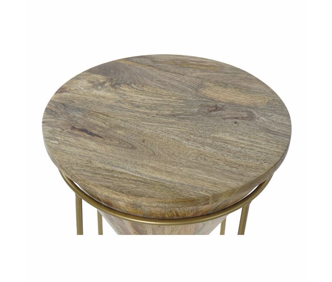 Conforama Mesa Auxiliar DKD Home Decor Metal Madera De Mango (40 X 40 X 45 Cm)